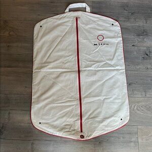 Kiton White Garment Bag with Red Trim